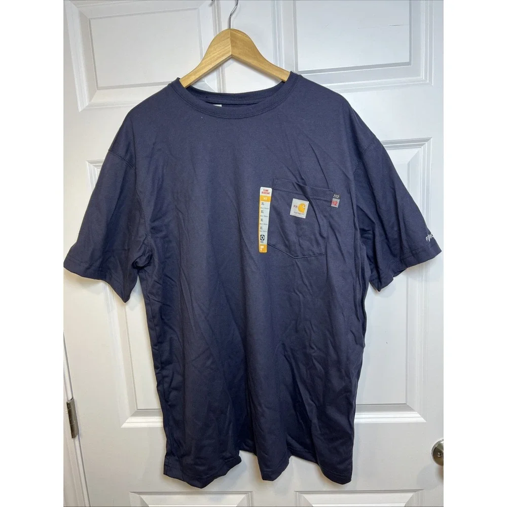 Carhartt FR Force Pocket T‑Shirt XL Blue Union Made UFCW USA Fabric 100234 NWT - Picture 2 of 16